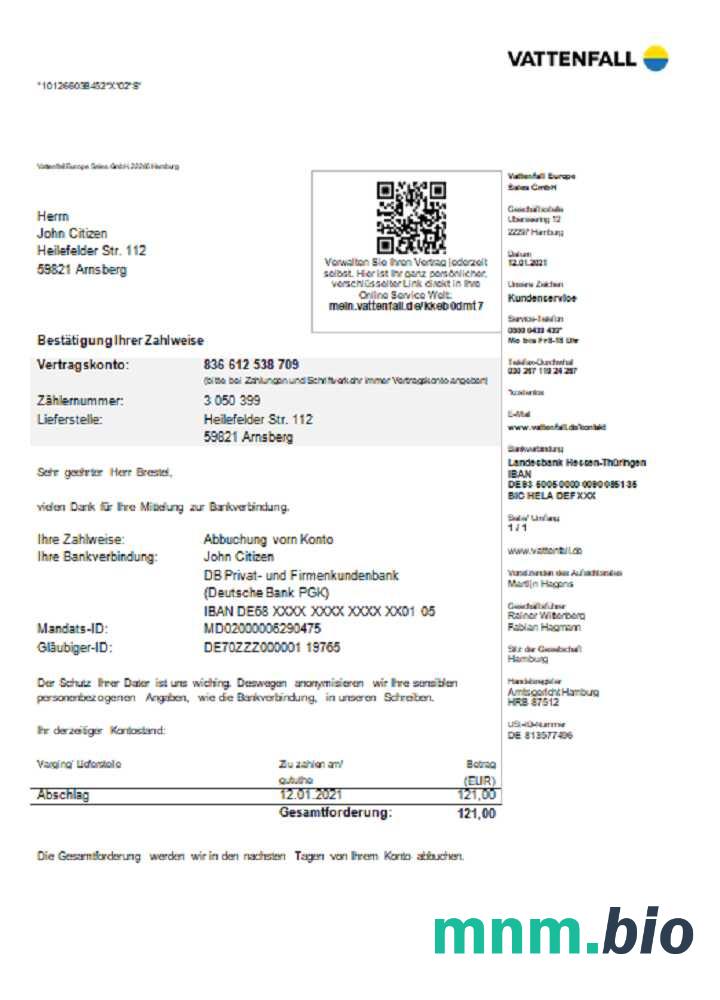 Niemcy Vattenfall rachunek za media
